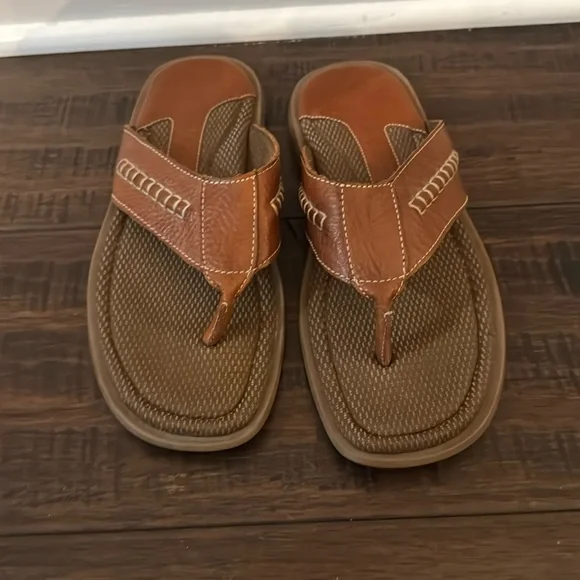 Johnston and Murphy brown leather flip flops. Size 10 Johnston & Murphy M Brown Sandals for Men for sale | eBay main image 2